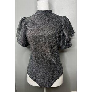 New York & Company Black Glitter Bodysuit